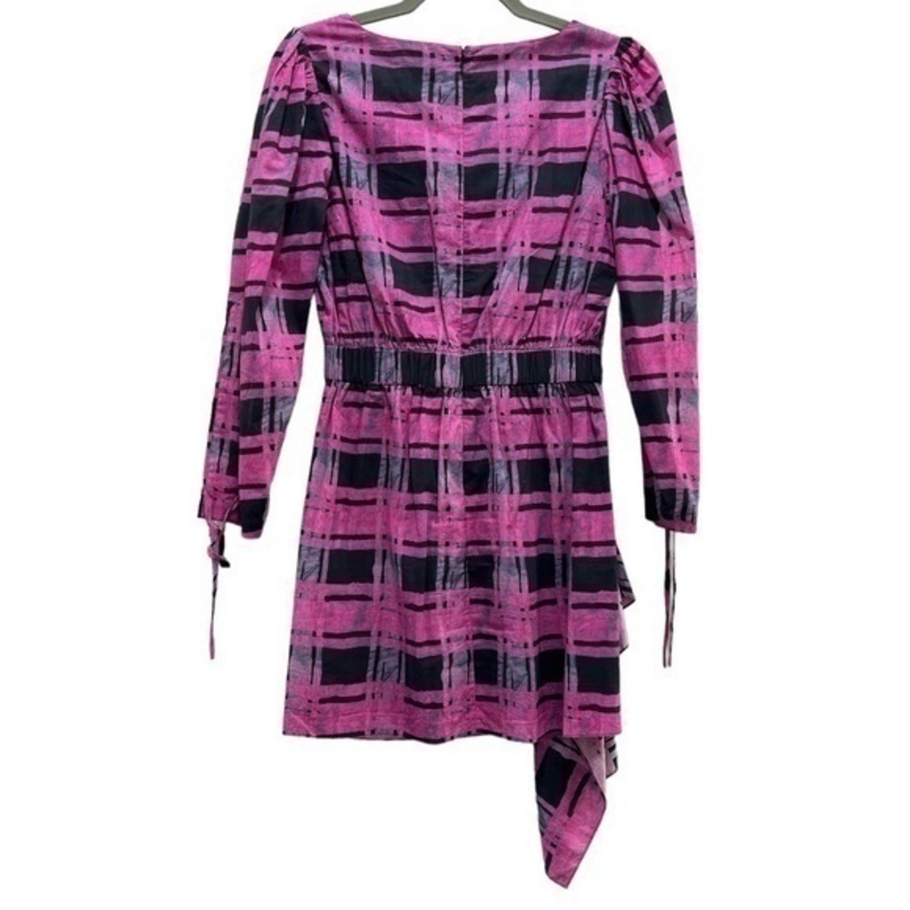 RHODE Piper Ruched Cotton Black and Magenta Pink Printed Mini Dress Size XS - Picture 7 of 7